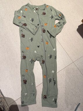 Kyte BABY Sage Green Halloween Pumpkin Footie One-Piece
